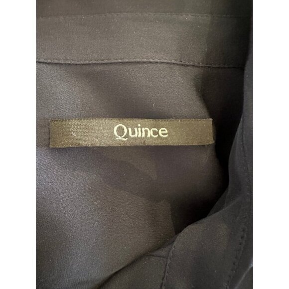 Quince Washable Stretch Silk Shirt Dress in navy Size S - Picture 8 of 10